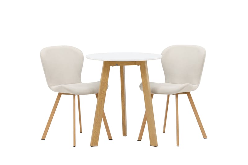 Leonora Matgruppe 65 cm Rund med 2 Lilja Stoler - Hvid - Møbler - Bord - Spisegrupper