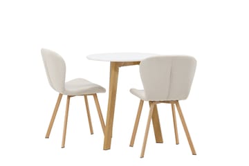 Leonora Matgruppe 65 cm Rund med 2 Lilja Stoler - Hvid - Møbler - Bord - Spisegrupper