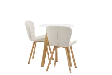 Leonora Matgruppe 65 cm Rund med 2 Lilja Stoler - Hvid - Møbler - Bord - Spisegrupper