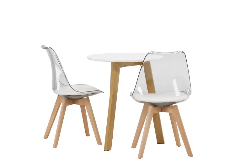 Leonora Spisegruppe 65 cm Rund med 2 Edvin Stoler - Hvid - Møbler - Bord - Spisegrupper