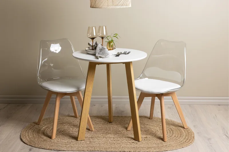 Leonora Spisegruppe 65 cm Rund med 2 Edvin Stoler - Hvid - Møbler - Bord - Spisegrupper
