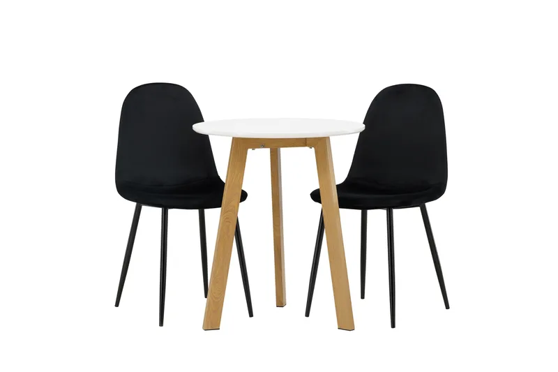 Leonora Spisegruppe 65 cm Rund med 2 Polar Stoler, Sort