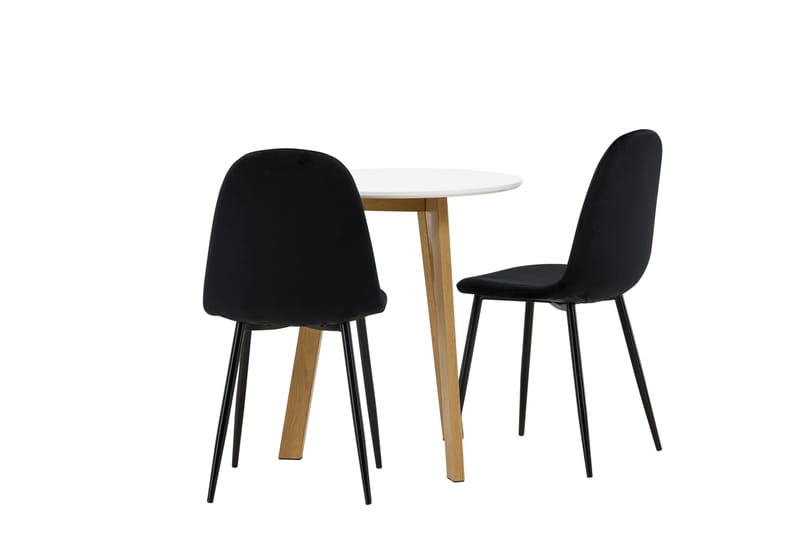 Leonora Spisegruppe 65 cm Rund med 2 Polar Stoler - Sort - Møbler - Bord - Spisegrupper