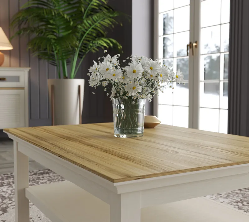 Letira Sofabord 100 cm - krem, eik og grå - Møbler - Bord - Sofabord