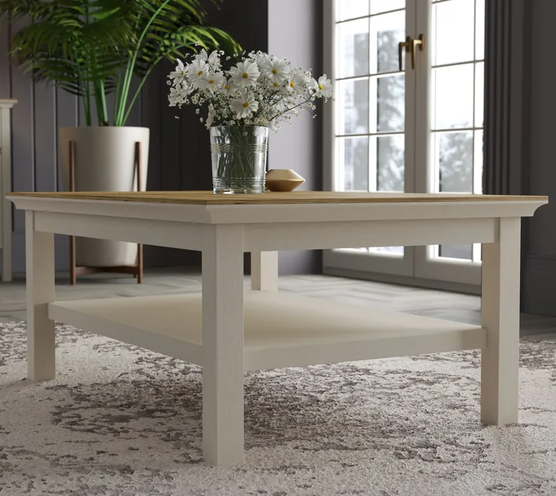 Letira Sofabord 100 cm - krem, eik og grå - Møbler - Bord - Sofabord