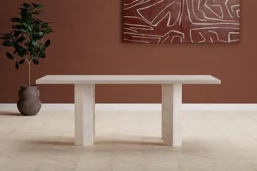 Lillehammer Stort Rektangulært Spisebord 200 cm i Tre med Eketreutseende - Beige - Møbler - Bord - Spisebord & kjøkkenbord