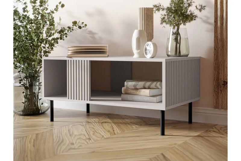 Lionel 92 cm Rektangulært Sofabord med Hyller i Malt Tre - Beige - Møbler - Bord - Sofabord
