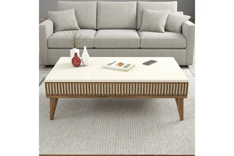 Lissione Sofabord 105 cm - Valnøtt/Krem - Møbler - Bord - Sofabord