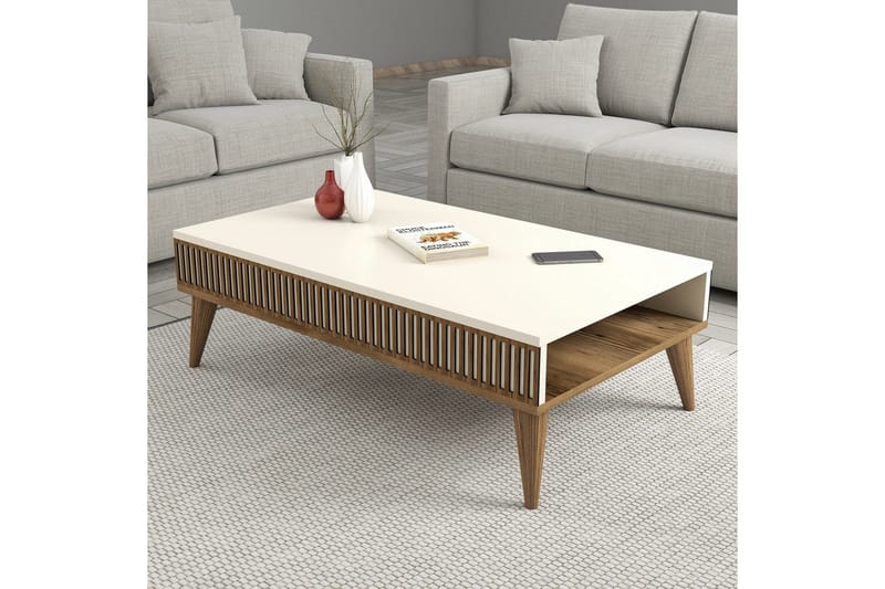 Lissione Sofabord 105 cm - Valnøtt/Krem - Møbler - Bord - Sofabord