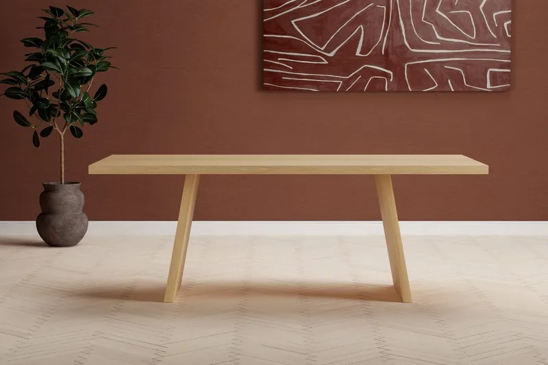 Logga Stort Rektangulært Spisebord 210 cm i Tre med Eketreutseende, Beige