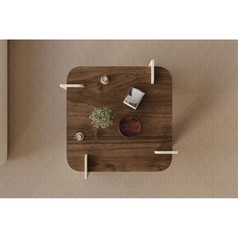 Lorvenor Kvadratisk Salongbord 90 cm i Tre med Platebein i Travertinlook - Brun - Møbler - Bord - Sofabord