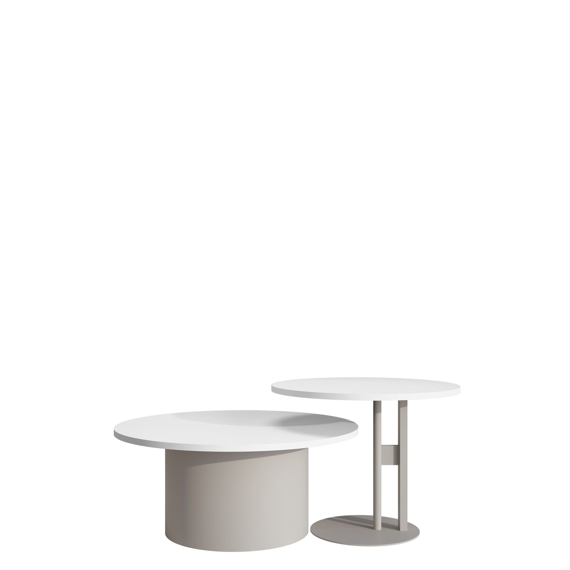 Lorvyn Sett med bord rundt 58/75 cm - Beige, hvit