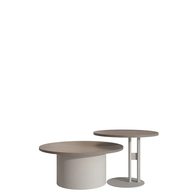 Lorvyn Sett med bord rundt 58/75 cm - Beige og lysebrun - Møbler - Bord - Sofabord