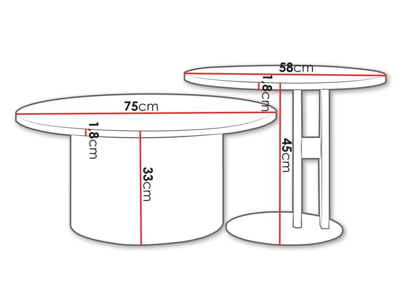 Lorvyn Sett med bord rundt 58/75 cm - Beige - Møbler - Bord - Sofabord