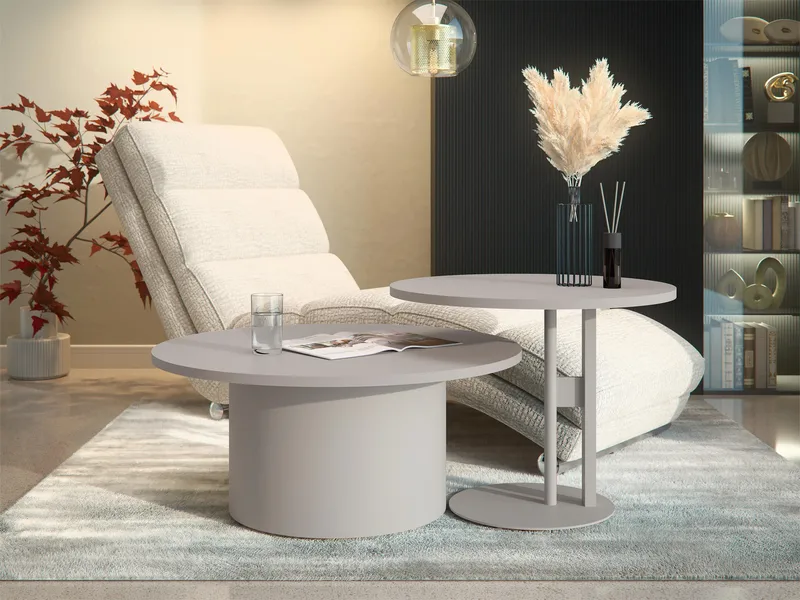 Lorvyn Sett med bord rundt 58/75 cm - Beige - Møbler - Bord - Sofabord