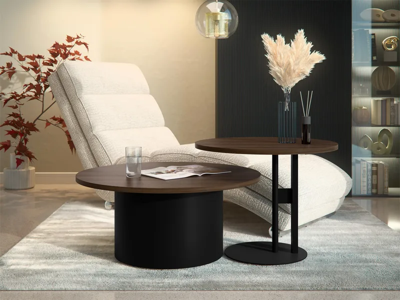 Lorvyn Sett med bord rundt 58/75 cm - Brun, svart - Møbler - Bord - Sofabord