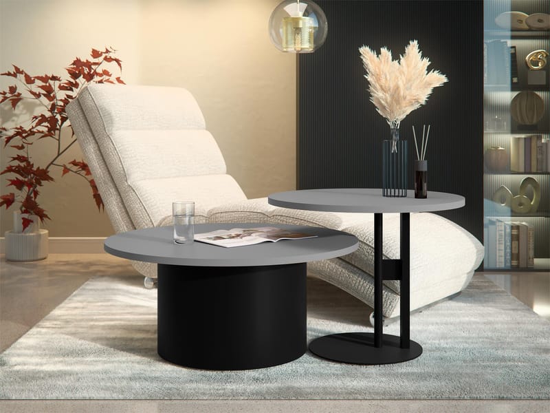 Lorvyn Sett med bord rundt 58/75 cm - Grå, svart - Møbler - Bord - Sofabord
