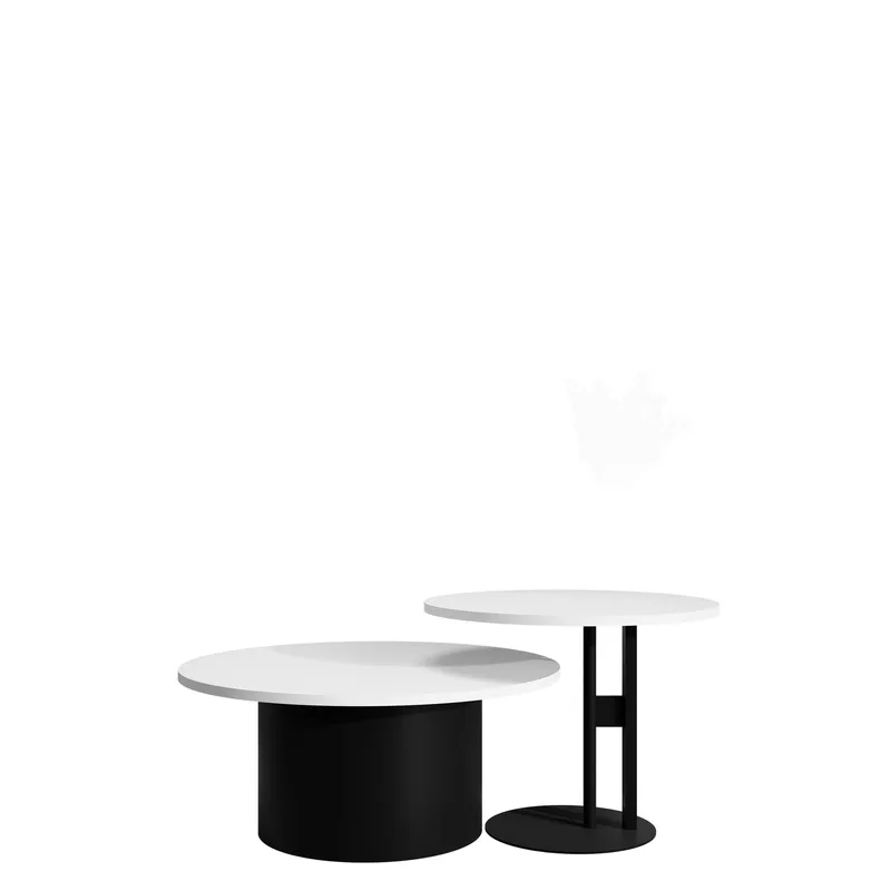 Lorvyn Sett med bord rundt 58/75 cm, Hvit, svart
