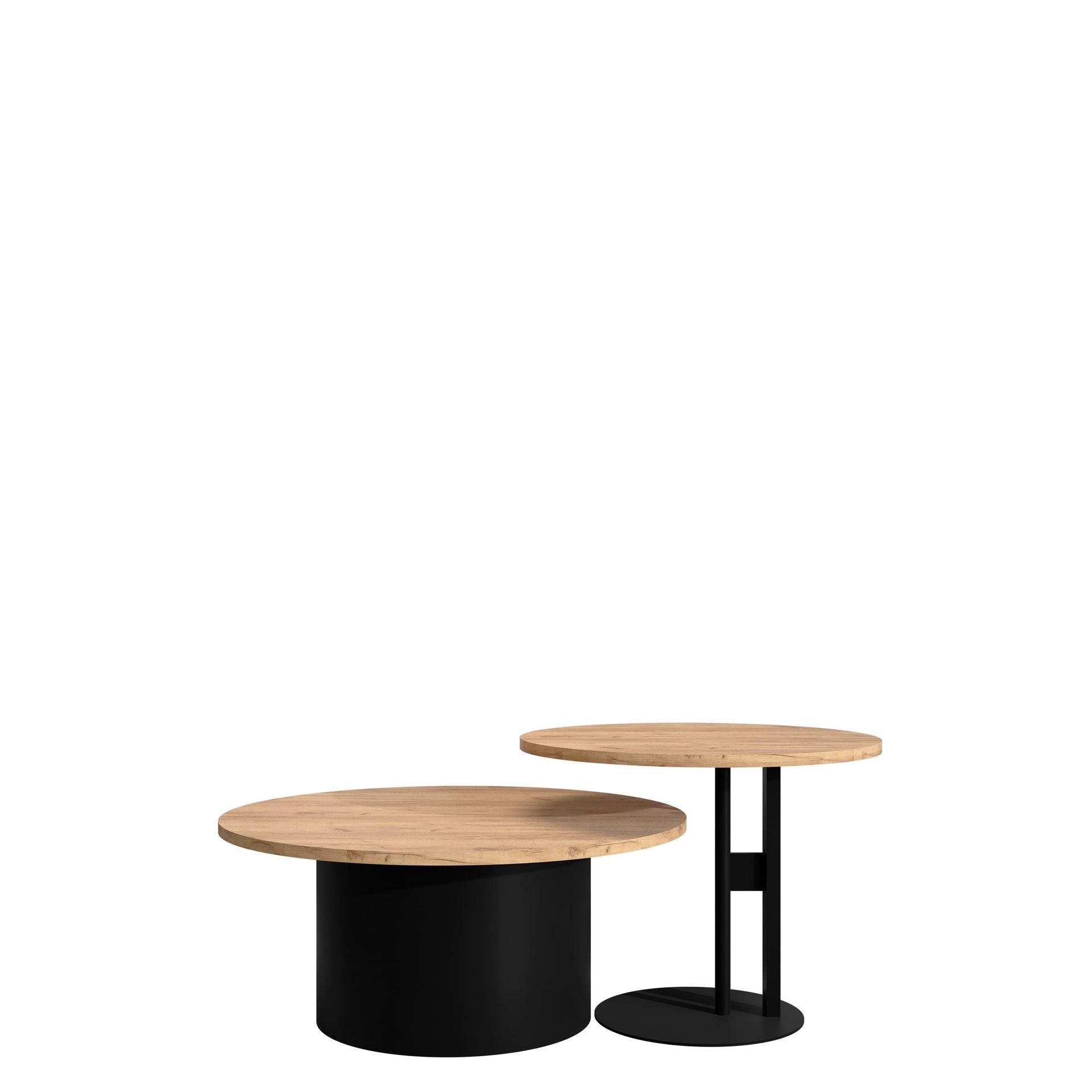 Lorvyn Sett med bord rundt 58/75 cm - Svart, natur