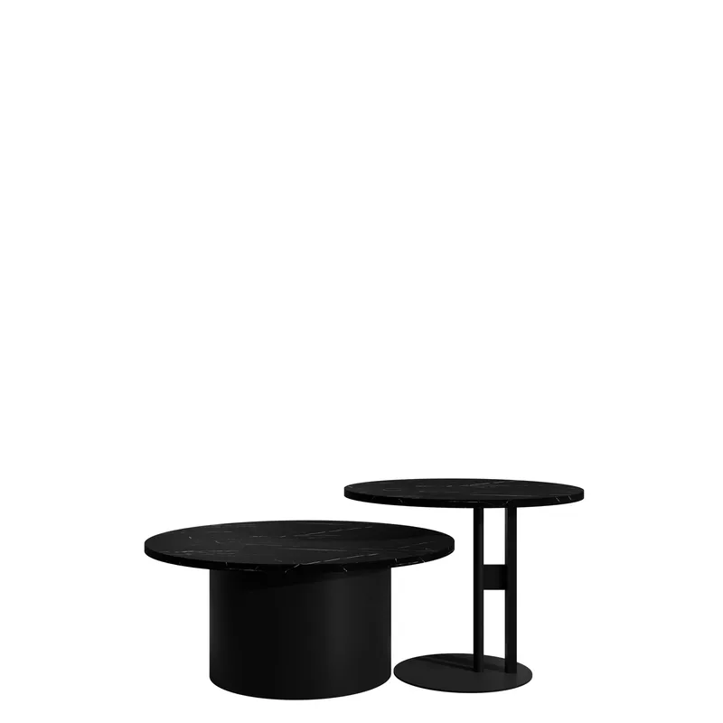 Lorvyn Sett med bord rundt 58/75 cm - Svart marmor - Møbler - Bord - Sofabord