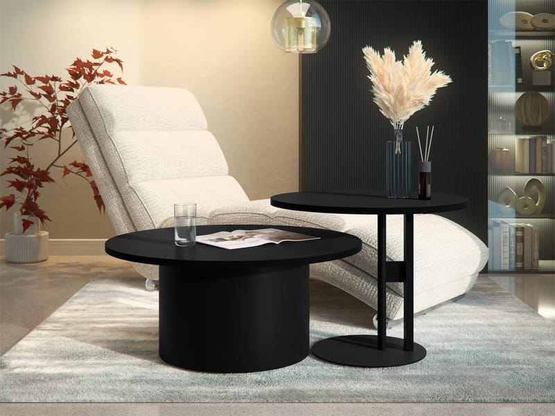 Lorvyn Sett med bord rundt 58/75 cm - Svart - Møbler - Bord - Sofabord