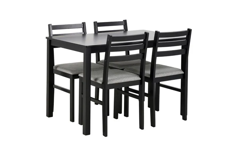 Lumino Spisegruppe 110 Cm + 4 Spisestoler, Svart