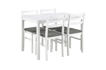 Lumino Spisegruppe 110 cm + 4 stk. Spisestoler - Hvit - Møbler - Bord - Spisegrupper