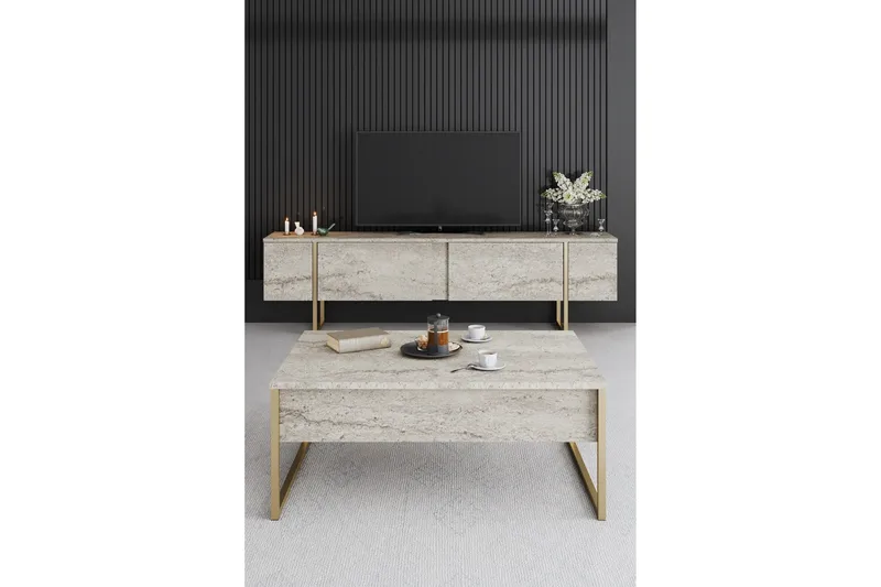 Luxe 90 cm Rektangulært Salongbord i Tre - Beige - Møbler - Bord - Sofabord