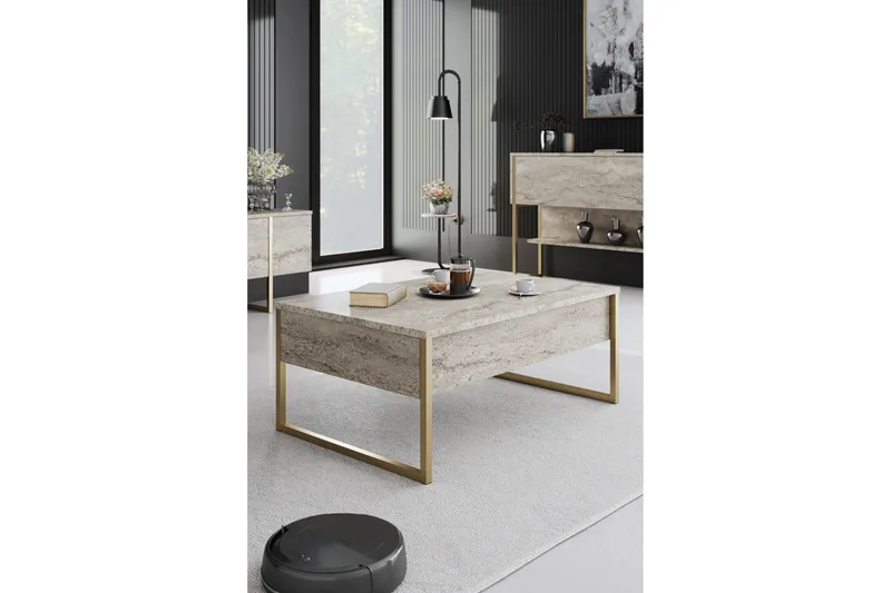 Luxe 90 cm Rektangulært Salongbord i Tre - Beige - Møbler - Bord - Sofabord