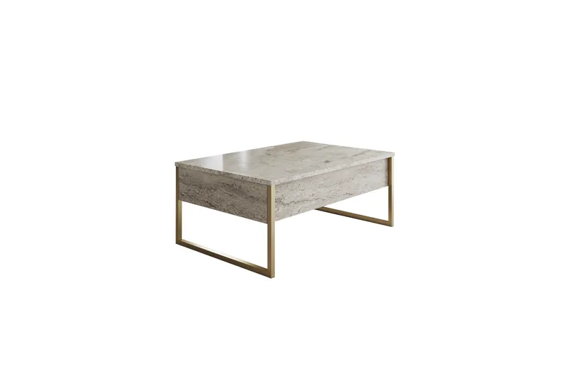 Luxe 90 cm Rektangulært Salongbord i Tre, Beige