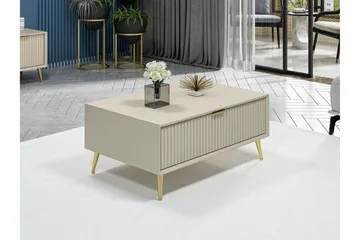 Luxe 90 cm Rektangulært Salongbord med Skuffer i Tre - Beige - Møbler - Bord - Sofabord