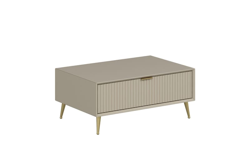 Luxe 90 cm Rektangulært Salongbord med Skuffer i Tre - Beige - Møbler - Bord - Sofabord