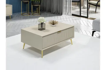 Luxe 90 cm Rektangulært Salongbord med Skuffer i Tre - Beige - Møbler - Bord - Sofabord