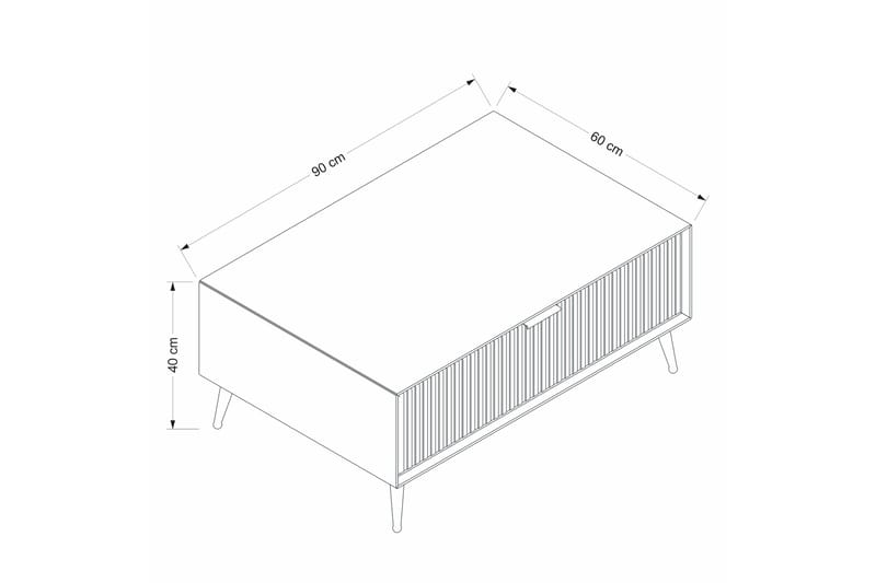 Luxe 90 cm Rektangulært Salongbord med Skuffer i Tre - Beige - Møbler - Bord - Sofabord