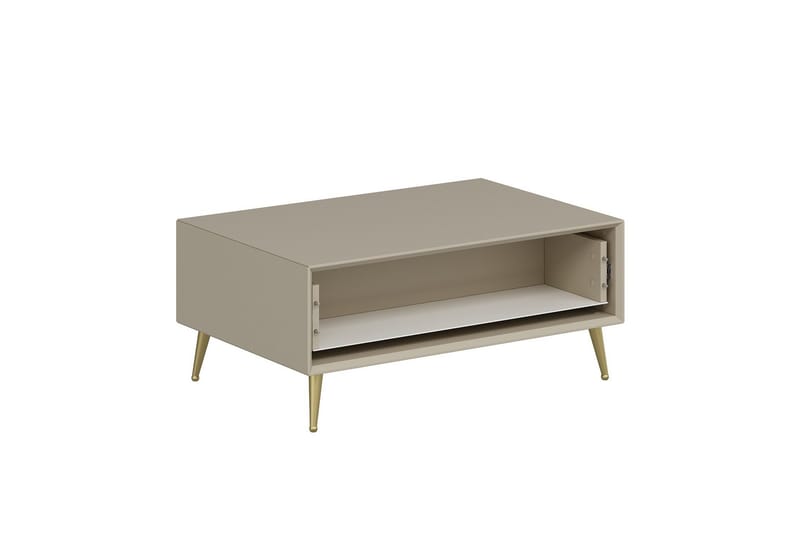 Luxe 90 cm Rektangulært Salongbord med Skuffer i Tre - Beige - Møbler - Bord - Sofabord