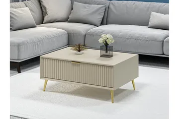 Luxe 90 cm Rektangulært Salongbord med Skuffer i Tre - Beige - Møbler - Bord - Sofabord