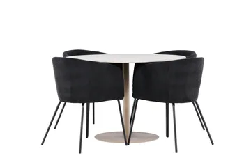 Lycke Spisegruppe 110 cm Rund med 4 Berit stoler - Beige/Svart - Møbler - Bord - Spisegrupper