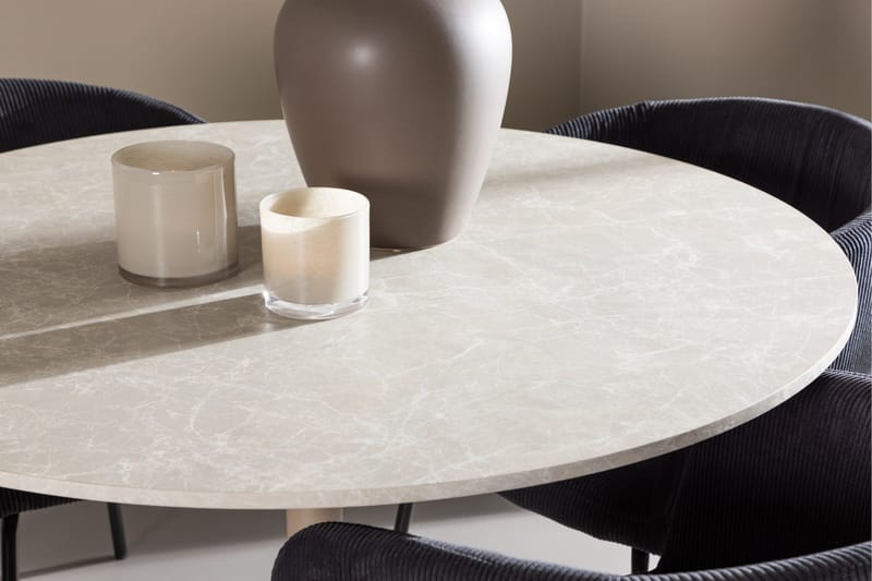 Lycke Spisegruppe 110 cm Rund med 4 Berit stoler - Beige/Svart - Møbler - Bord - Spisegrupper