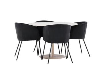 Lycke Spisegruppe 110 cm Rund med 4 Berit stoler - Beige/Svart - Møbler - Bord - Spisegrupper