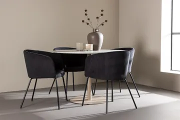 Lycke Spisegruppe 110 cm Rund med 4 Berit stoler - Beige/Svart - Møbler - Bord - Spisegrupper