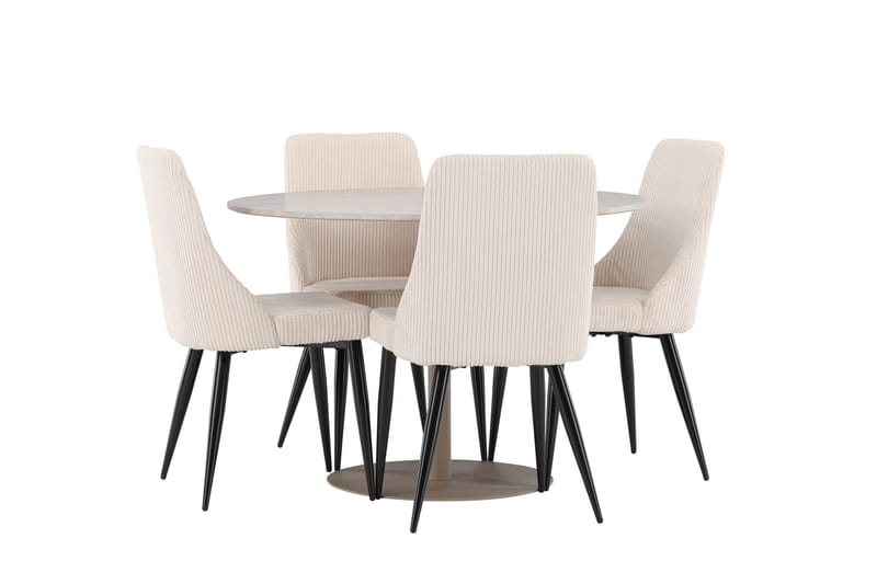 Lycke Spisegruppe 110 cm Rund med 4 Leone stoler - Beige/Beige - Møbler - Bord - Spisegrupper