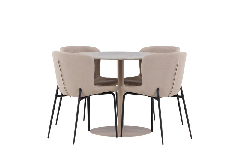 Lycke Spisegruppe 110 cm Rund med 4 Modesto stoler - Beige/Beige - Møbler - Bord - Spisegrupper
