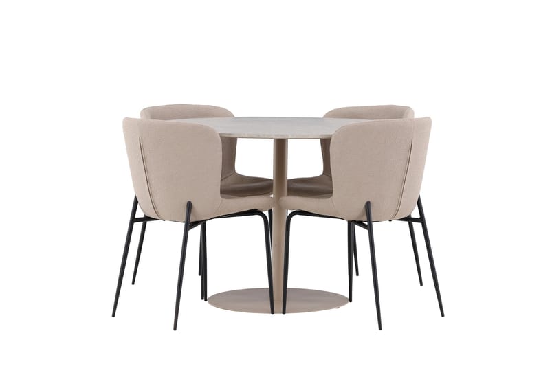 Lycke Spisegruppe 110 cm Rund med 4 Modesto stoler - Beige/Beige - Møbler - Bord - Spisegrupper