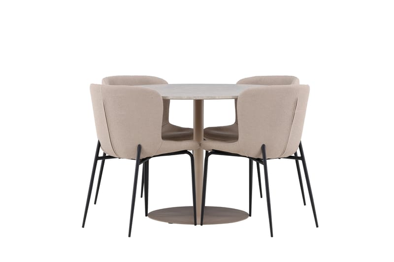 Lycke Spisegruppe 110 cm Rund med 4 Modesto stoler - Beige/Beige - Møbler - Bord - Spisegrupper