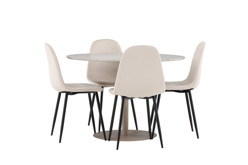Lycke Spisegruppe 110 cm Rund med 4 Polar stoler - Beige/Beige - Møbler - Bord - Spisegrupper