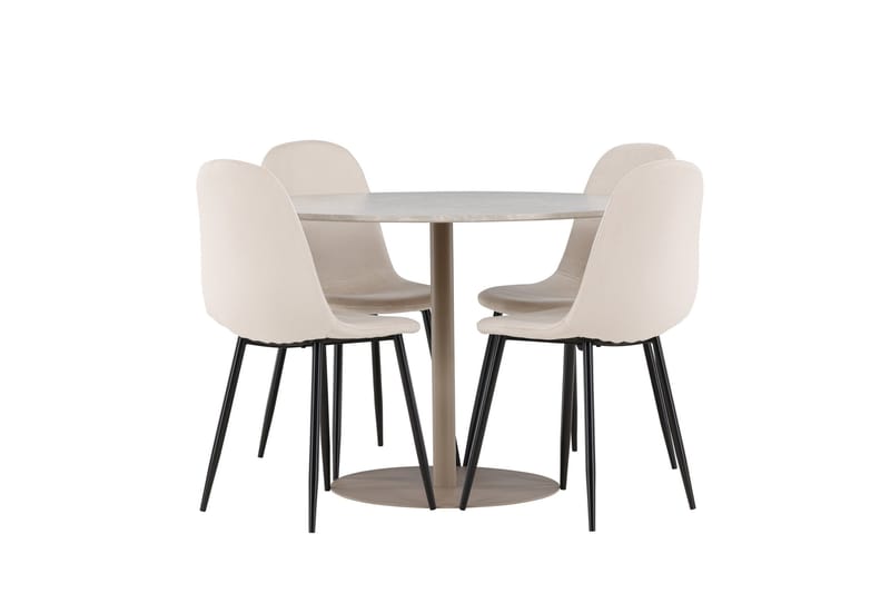 Lycke Spisegruppe 110 cm Rund med 4 Polar stoler - Beige/Beige - Møbler - Bord - Spisegrupper