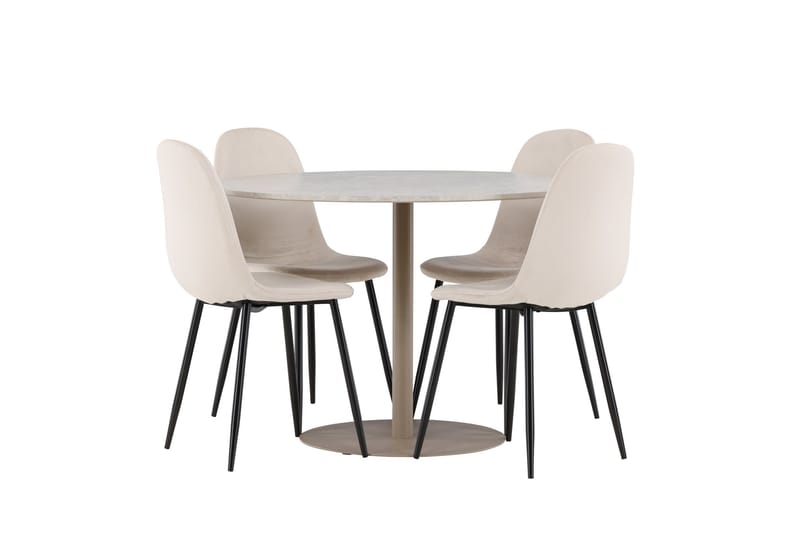 Lycke Spisegruppe 110 cm Rund med 4 Polar stoler - Beige/Beige - Møbler - Bord - Spisegrupper