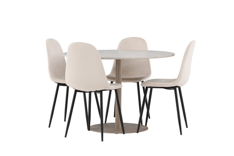 Lycke Spisegruppe 110 cm Rund med 4 Polar stoler - Beige/Beige - Møbler - Bord - Spisegrupper