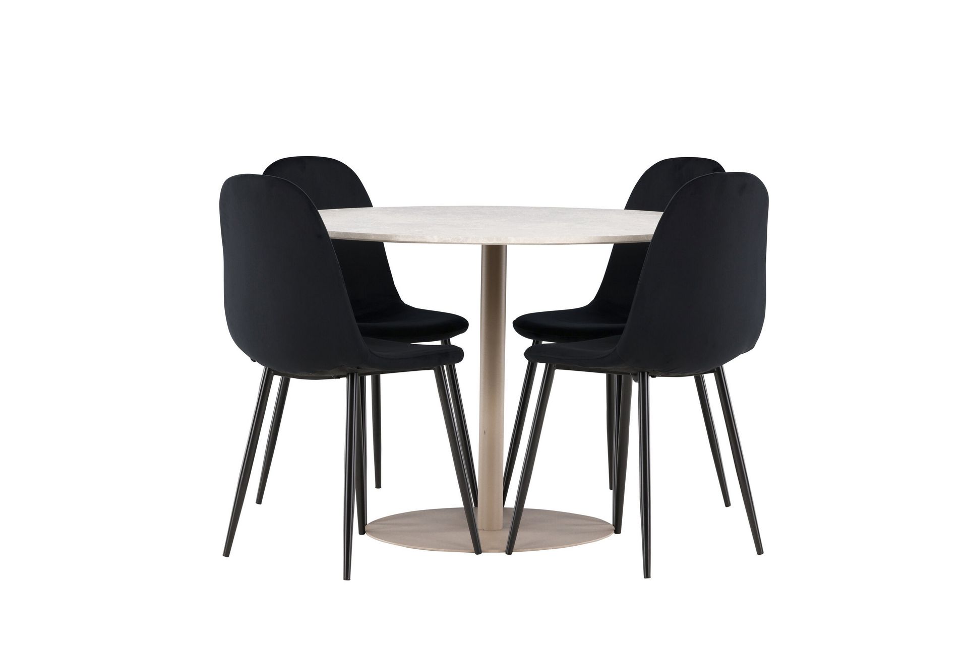 Lycke Spisegruppe 110 cm Rund med 4 Polar stoler - Beige/Svart - Møbler - Bord - Spisegrupper