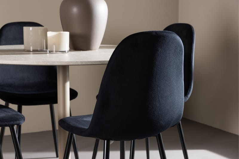 Lycke Spisegruppe 110 cm Rund med 4 Polar stoler - Beige/Svart - Møbler - Bord - Spisegrupper